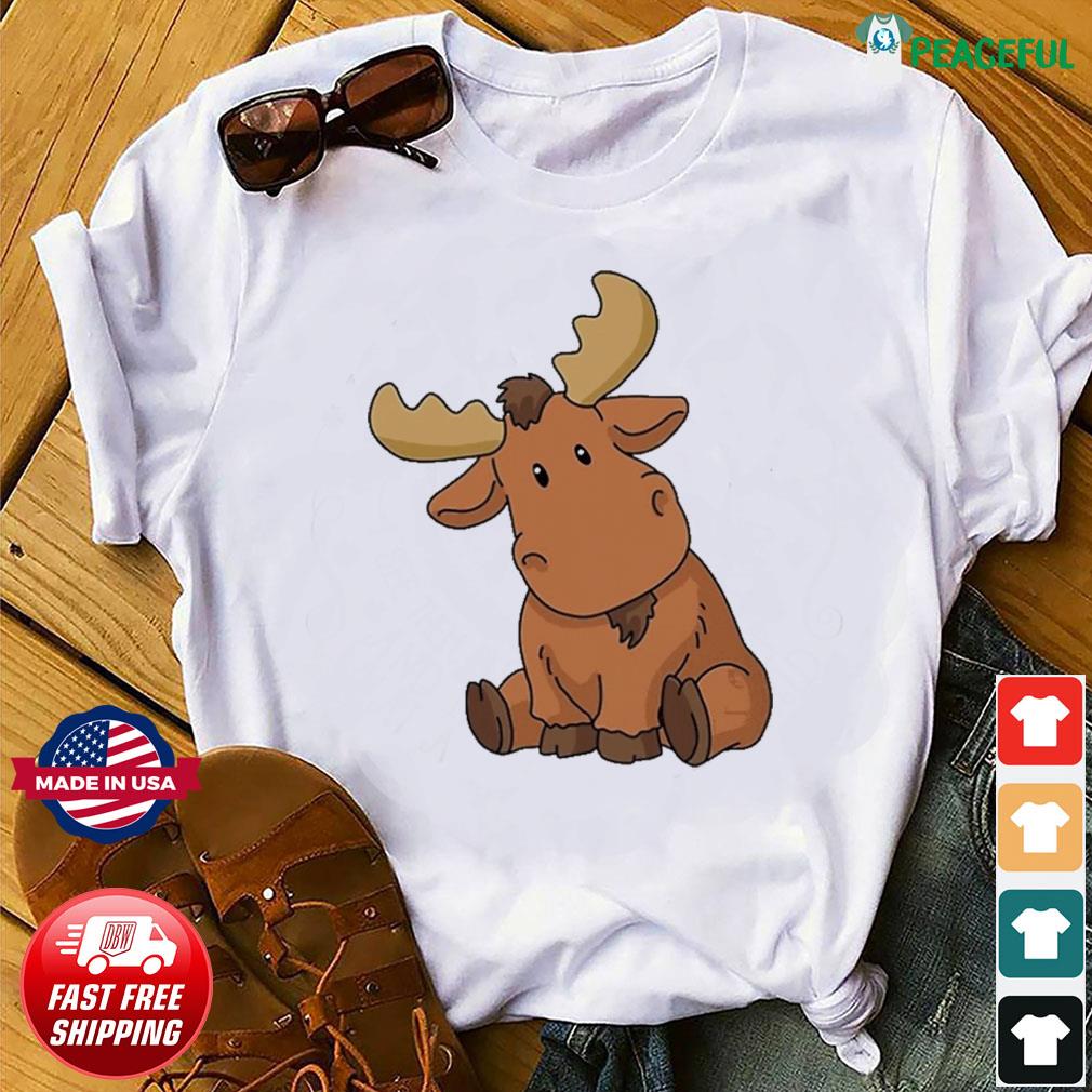 Cute Baby Moose Cartoon Shirt Hoodie Sweater Long Sleeve And Tank Top