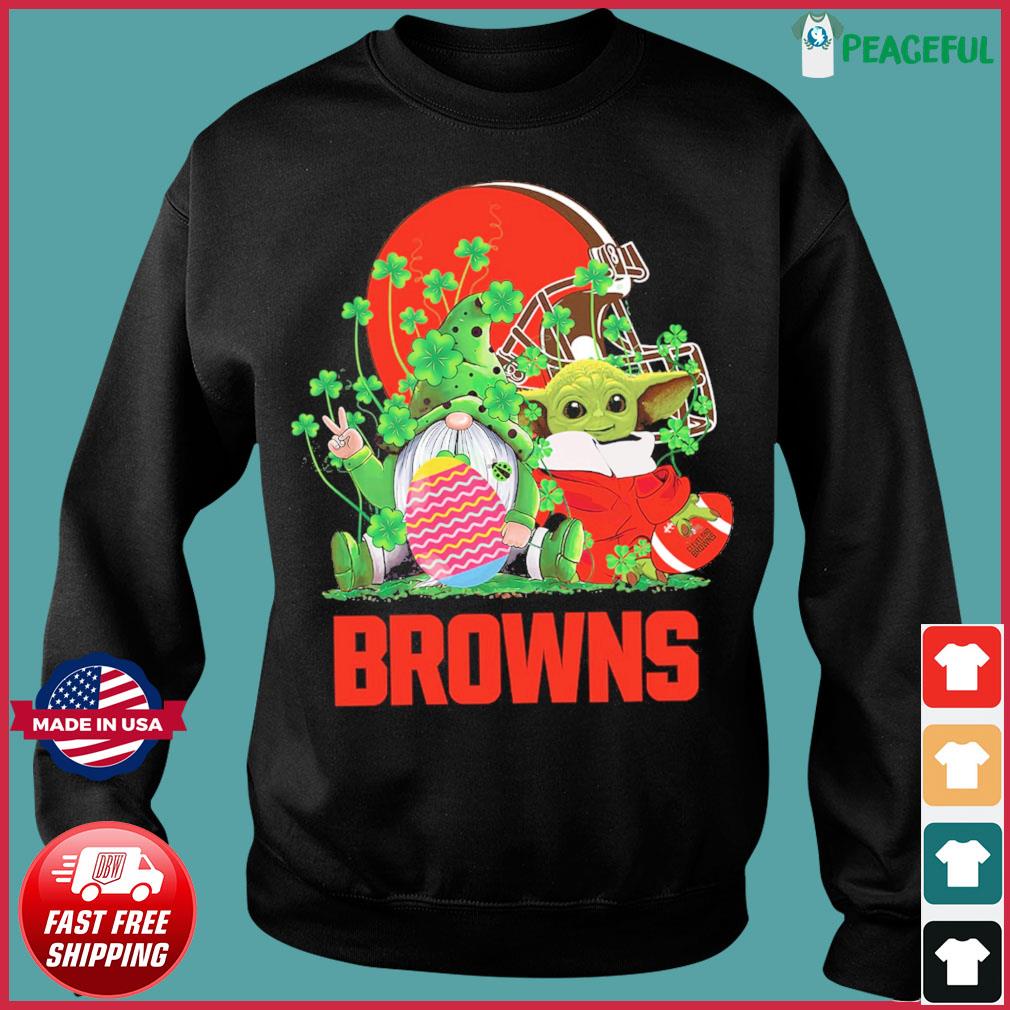 Star wars baby Yoda hug rugby cleveland browns and gnome hug easter egg  happy easter and st patrick's day 2021 shirt, hoodie, sweater, long sleeve  and tank top