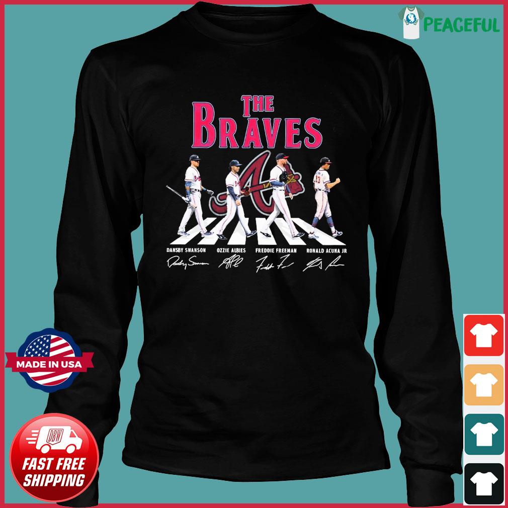 Merry Christmas The Braves Dansby Swanson Ozzie Albies Freddie Freeman  Ronald Acuna Jr abbey road shirt, hoodie, sweater, long sleeve and tank top