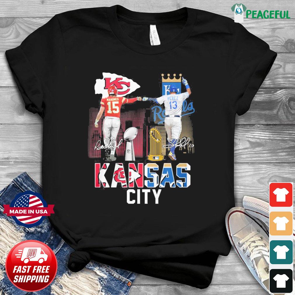 Patrick Mahomes And Royals Perez Kansas City Skyline Sport Teams Signatures  Shirt - Teespix - Store Fashion LLC