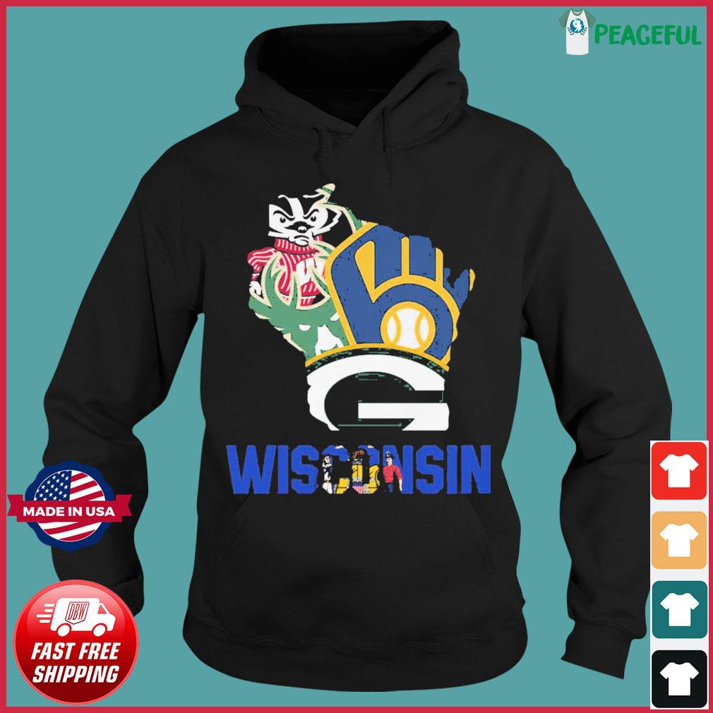 Camiseta deportiva Wisconsin incluye Packers Bucks Cerveceros tejones  TODOS WISCONSIN