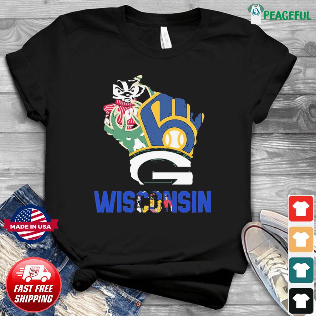 Wisconsin Sports Teams Novelty TShirt Unisex Packers Brewers Badgers Sports Tee 