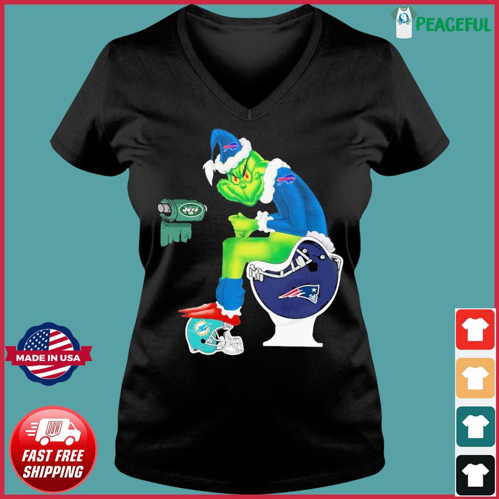 Buffalo Bills Grinch Sitting On Miami Dolphins Toilet And Step On New  England Patriots Helmet Shirt - Yumtshirt