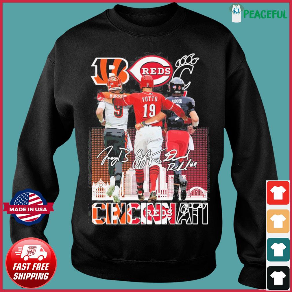 The Cincinnati Sport team Joe Burrow Joey Votto and Desmond Ridder  signatures shirt, hoodie, sweater, long sleeve and tank top