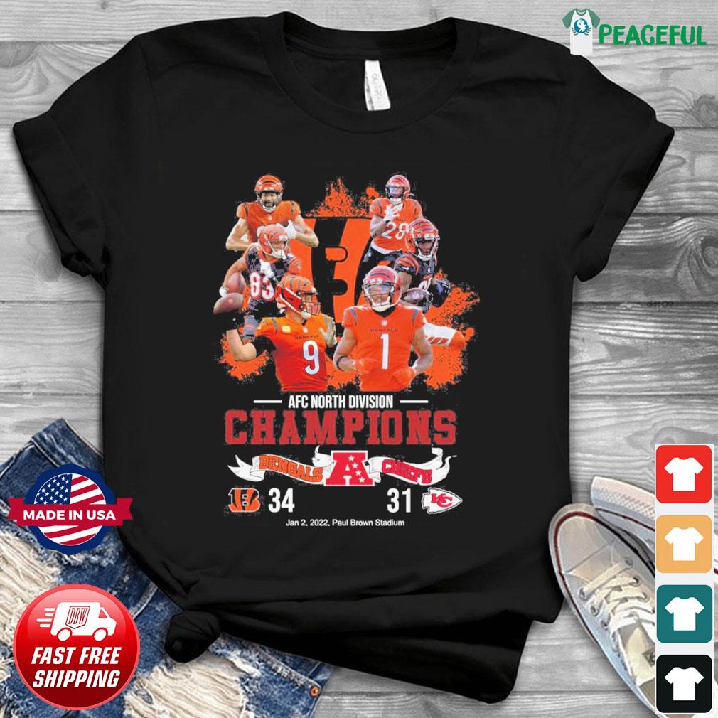 Cincinnati Bengals 2021 2022 AFC North Division Champions players signature  shirt, hoodie, sweater and v-neck t-shirt