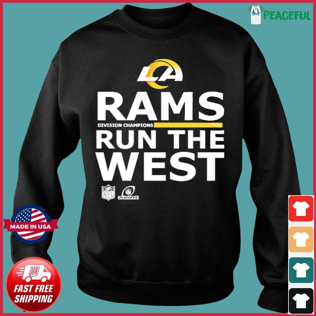 Run the west los angeles rams 2022 nfc west division championship shirt,  hoodie, sweater, long sleeve and tank top