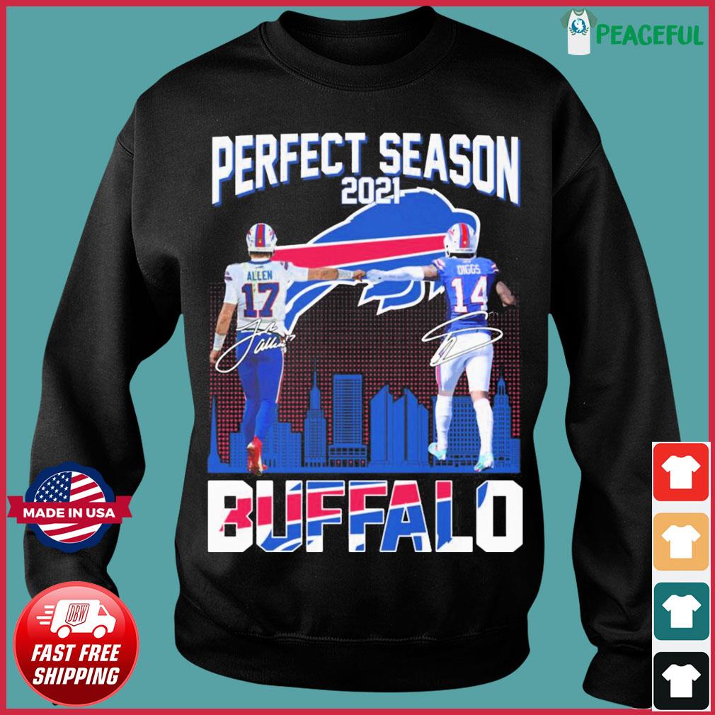 Buffalo Bills perfect season Josh Allen and Stefon Diggs signatures 2022 T- shirt - Kaiteez