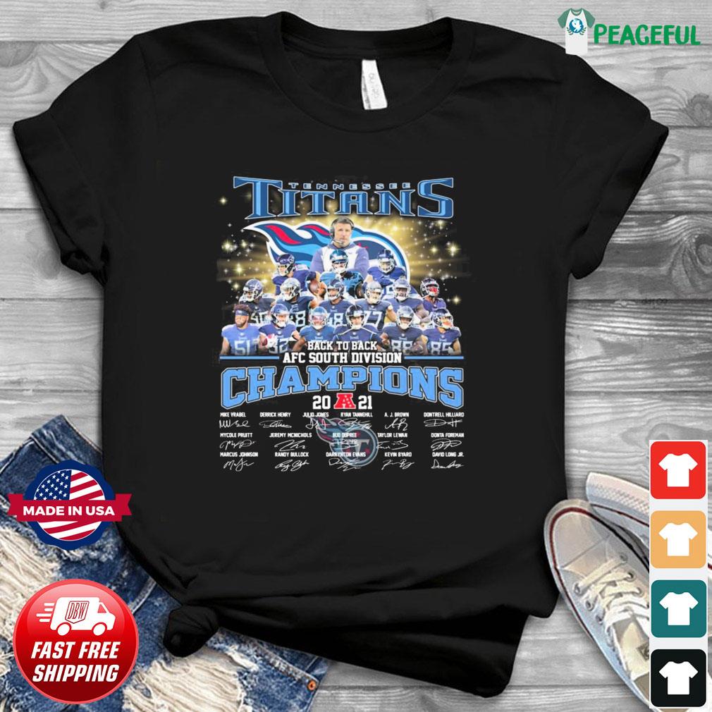 Tennessee Titans back to back AFC South Division Champions 2021 signatures  T-shirt