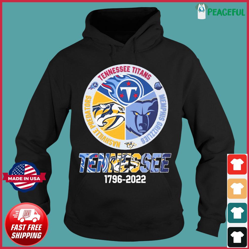 Tennessee Titans Memphis Grizzlies And Nashville Predators Tennessee 1796  2022 Shirt, hoodie, sweater, long sleeve and tank top