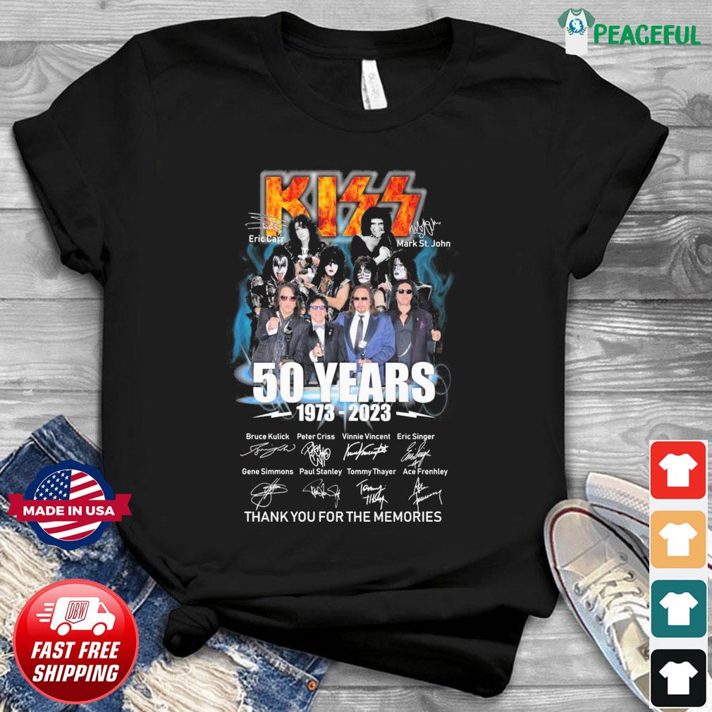 Kiss With Eric Carr And Mark St John 50 Years 1973 2023 Signatures Thank  You For The Memories Shirt - Teespix - Store Fashion LLC