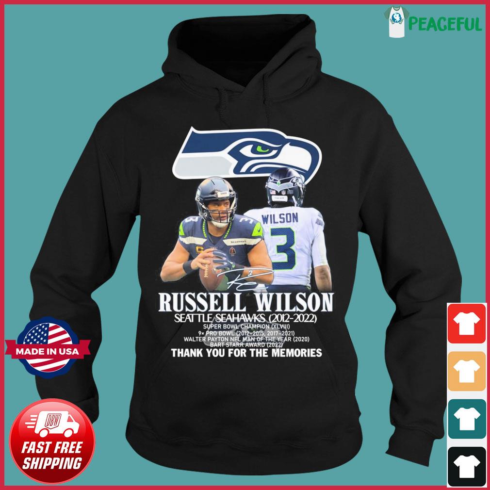 Russell Wilson Seattle Seahawks 2012 2022 thank you for the memories  signature shirt