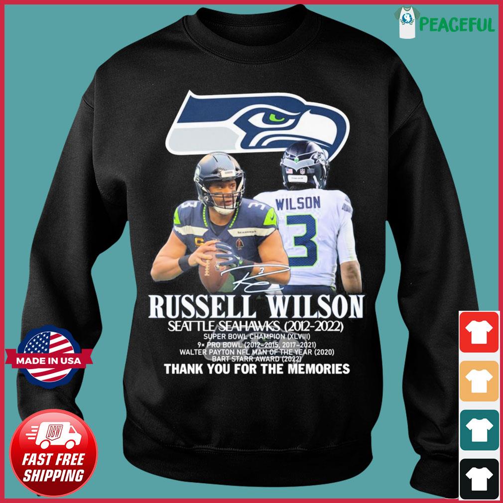 Russell Wilson Seattle Seahawks 2012 2022 thank you for the memories  signature shirt