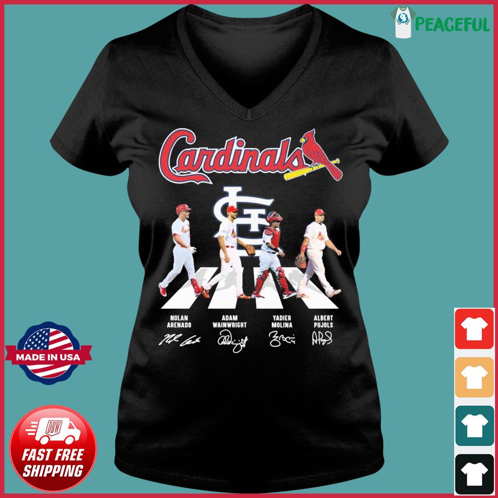 St. louis cardinals nolan arenado adam wainwright albert pujols and yadier  molina abbey road sportshirt - Teefefe Premium ™ LLC