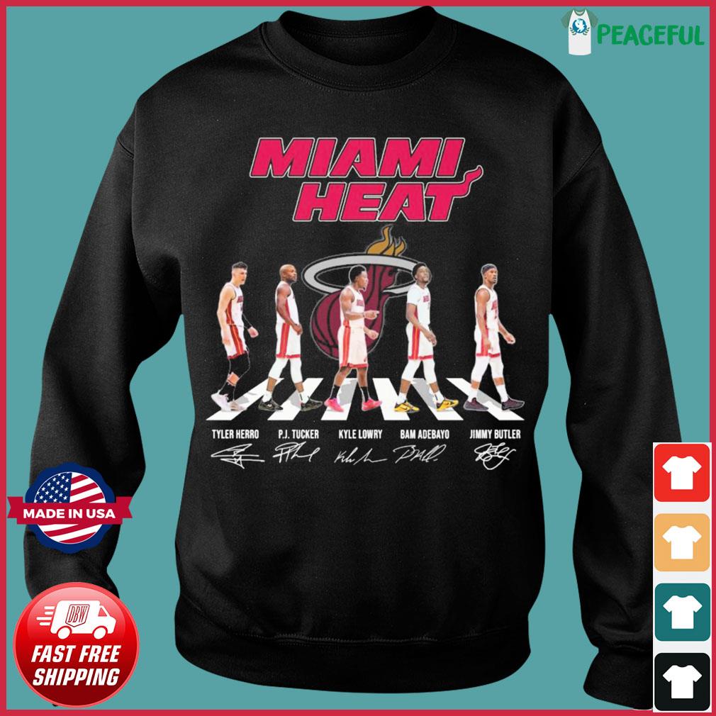 The Miami Abbey Road T Shirt, Signature Of Member NBA Basketball Team Miami  Heat T Shirt Mens - Allsoymade
