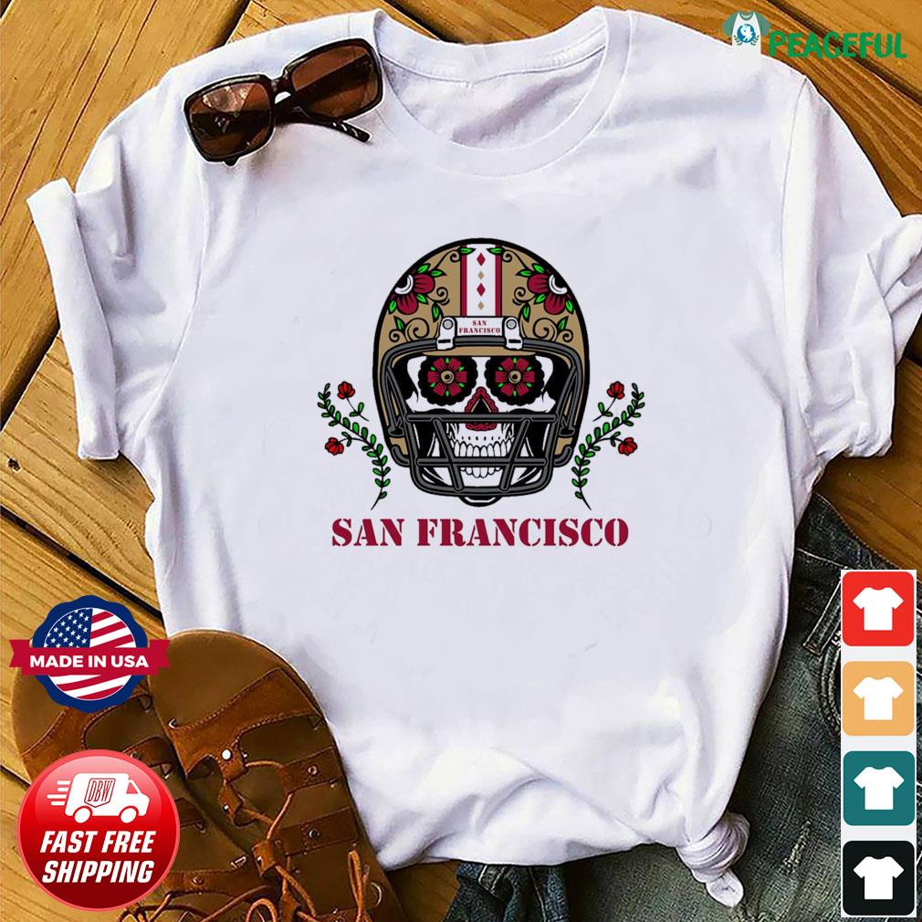 San Francisco Football Helmet Sugar Skull Day Of The Dead T-Shirt