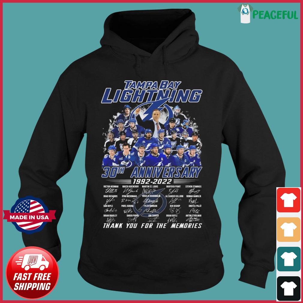 Tampa Bay Lightning 30th Anniversary 1992 2022 Signatures Thank You For The  Memories Shirt