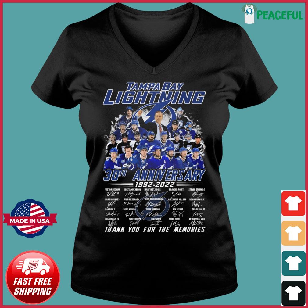 Tampa Bay Lightning Ice Hockey 30th Anniversary 1992 2022 Signatures Thank  You For The Memories Shirt - Teespix - Store Fashion LLC