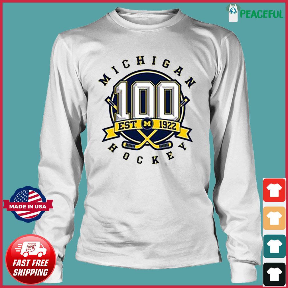 University of Michigan Hockey Gray Triblend ''100 Years of Michigan Hockey''  Logo Tee