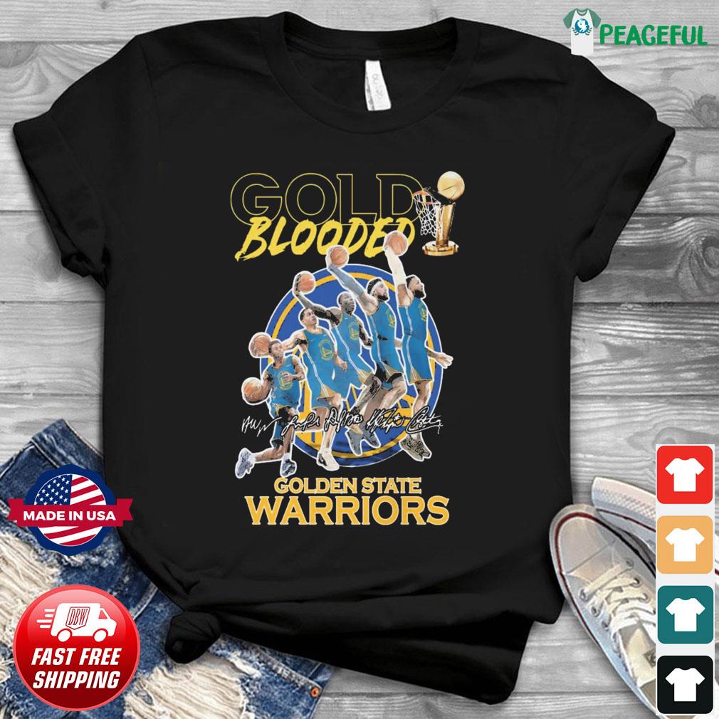 NBA Finals Gold Blooded Golden State Warriors Team Dunk Basketball Signatures Shirt
