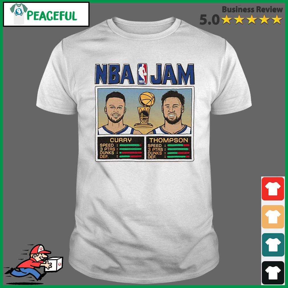 Golden State Warriors Stephen Curry Klay Thompson NBA JAM T-shirt 6 Si