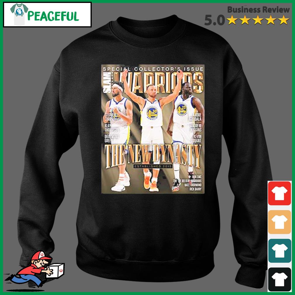 Slam presents warriors stephen curry klay thompson draymond green the new  dynasty shirt, hoodie, sweater, long sleeve and tank top