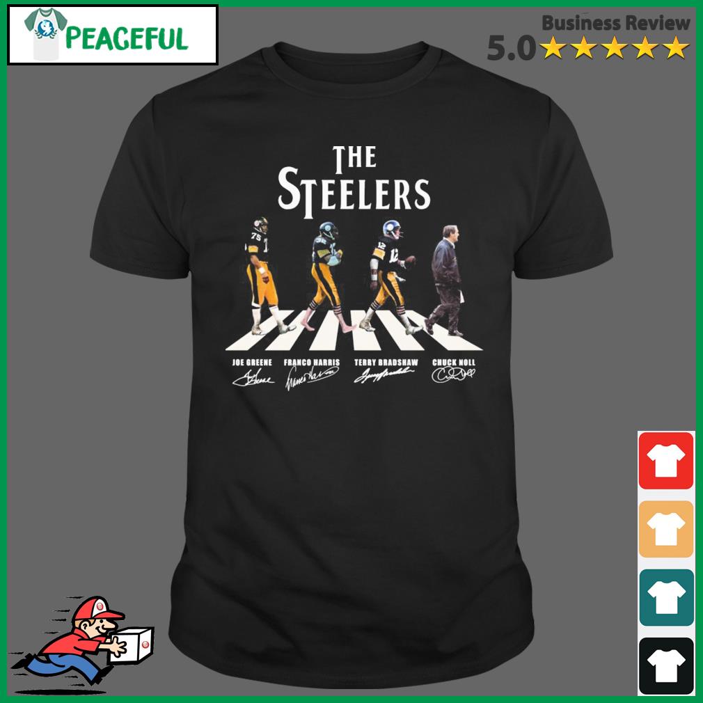 Pittsburgh Steelers Abbey Road Joe Greene Franco Harris Terry Bradshaw  Chuck Noll Signatures Thank You Shirt, hoodie, sweater, long sleeve and  tank top