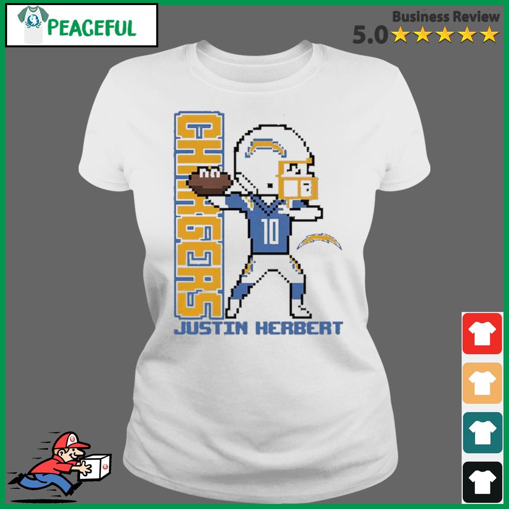 Justin Herbert Los Angeles Chargers Pixel Player 2.0 T-Shirt