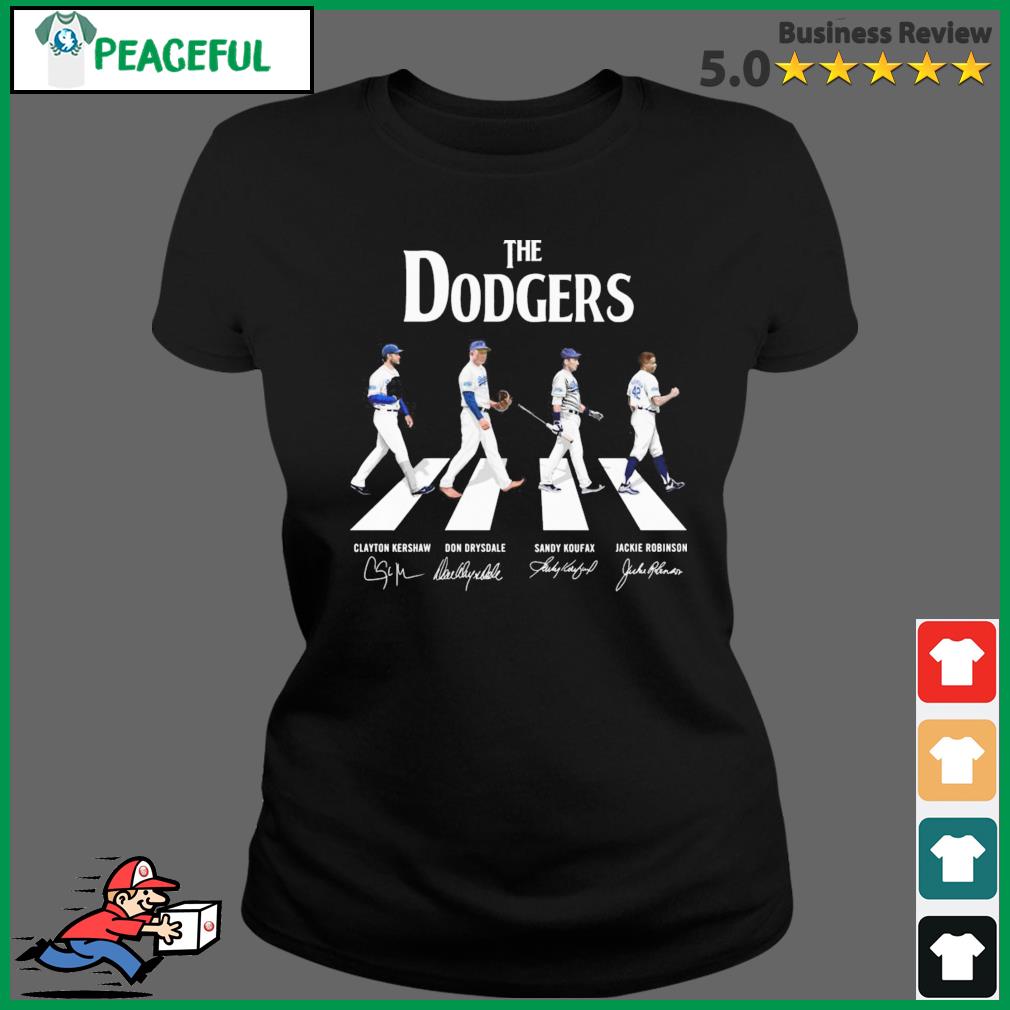 Los Angeles Dodgers Clayton Kershaw Don Drysdale Sandy Koufax And Jackie  Robinson Abbey Road Signatures Shirt, hoodie, sweater, long sleeve and tank  top