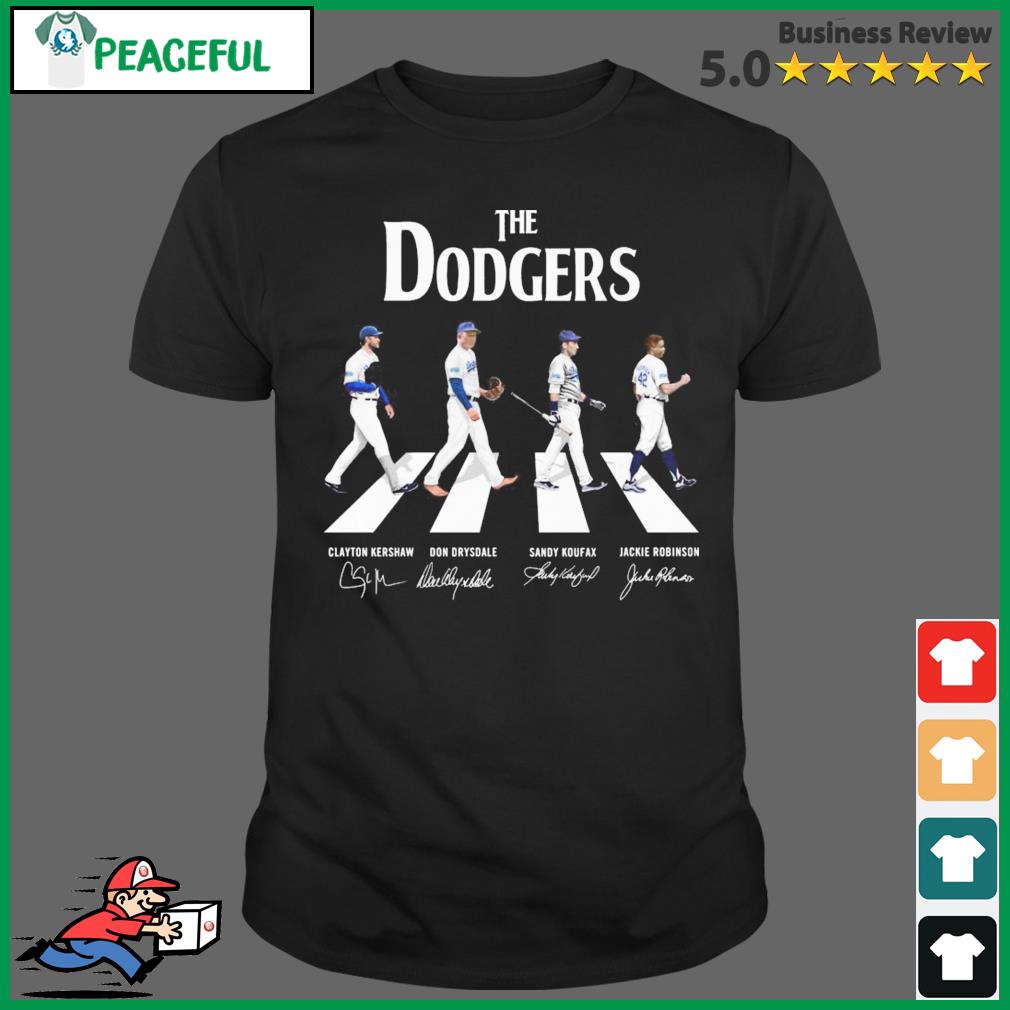 Los Angeles Dodgers Clayton Kershaw Don Drysdale Sandy Koufax And Jackie  Robinson Abbey Road Signatures Shirt, hoodie, sweater, long sleeve and tank  top