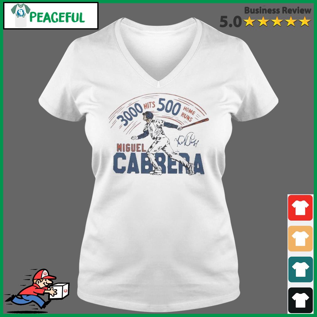 Tigers Miguel Cabrera Milestones T-Shirt from Homage. | Ash | Vintage Apparel from Homage.