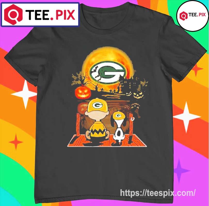 Snoopy And Charlie Brown Pumpkin Green Bay Packers Halloween Moon