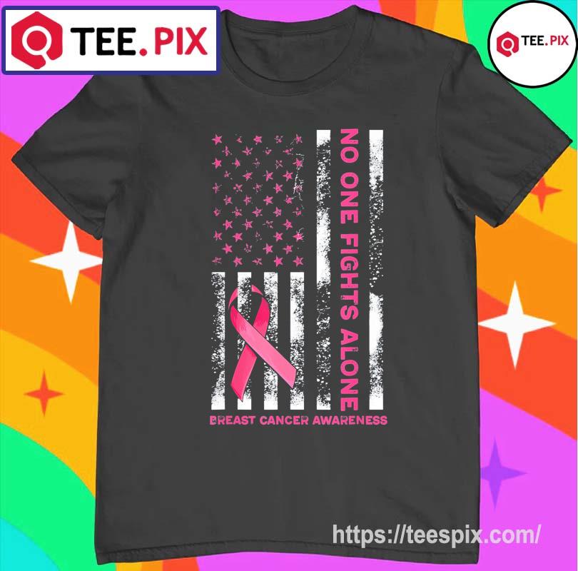 Support Squas Breast Cancer Awareness USA Flag Pink Ribbon Shirt