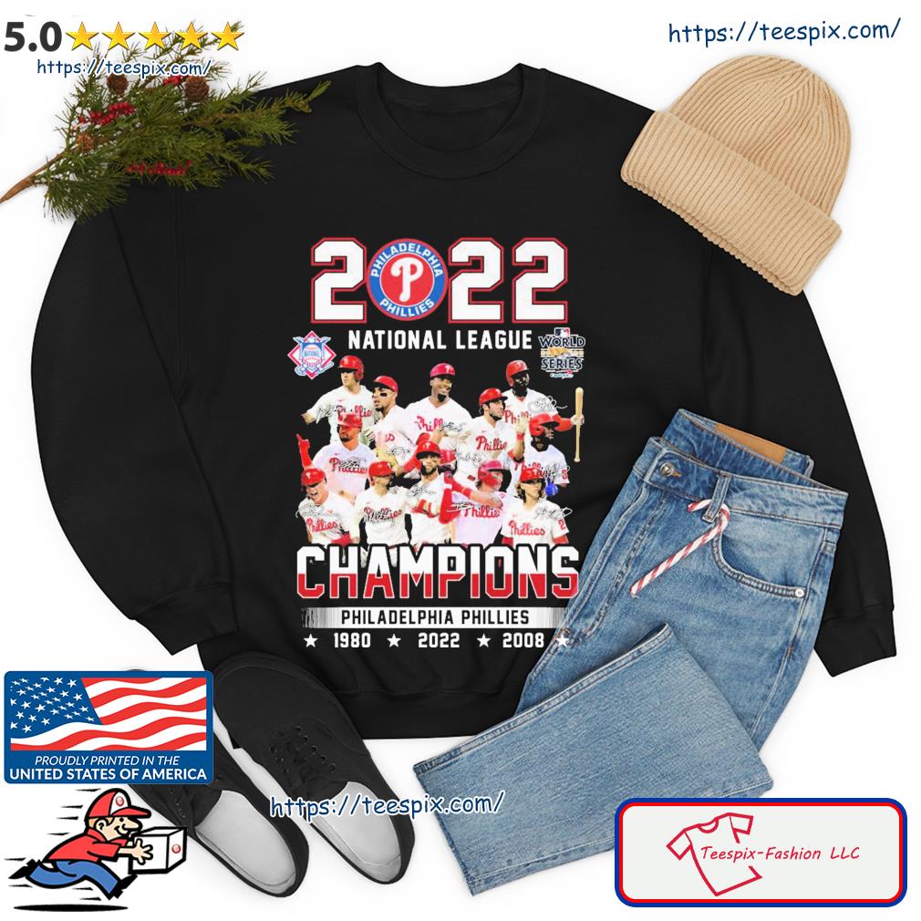 Philadelphia phillies 2022 national league champions signatures shirt,  hoodie, sweater, long sleeve and tank top