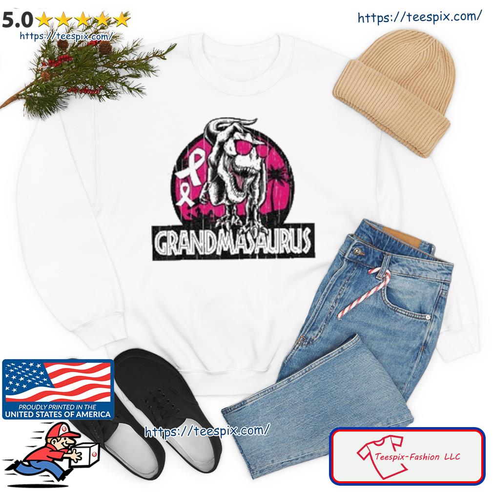 Grandma-Saurus Breast Cancer Awareness Cool T-Rex Warrior Shirt sweater