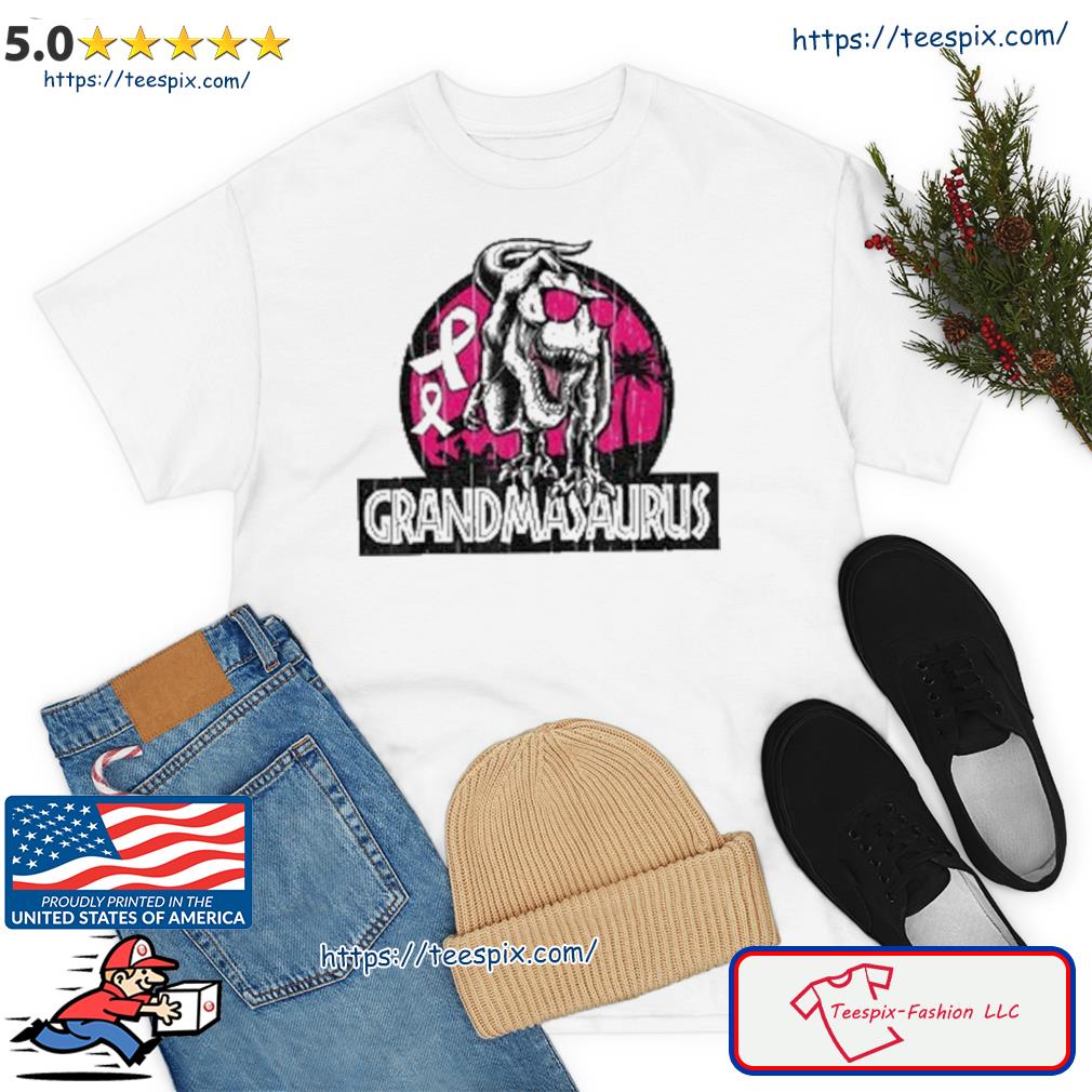 Grandma-Saurus Breast Cancer Awareness Cool T-Rex Warrior Shirt