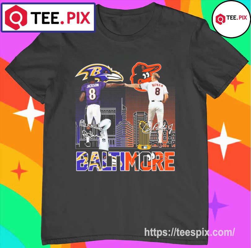 Lamar Jackson And Cal Ripken Jr. Baltimore City Sports Teams Signatures T- Shirt, hoodie, sweater, long sleeve and tank top