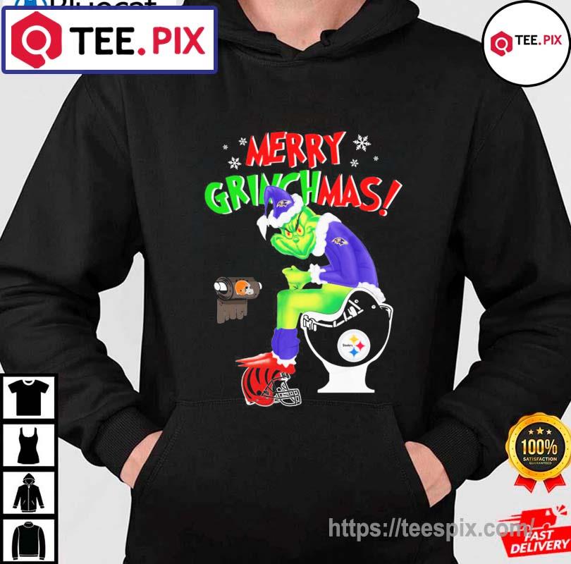 Merry Grinchmas The Grinch Baltimore Ravens Shit On Toilet Pittsburgh  Steelers And Other Team Christmas 2022 Shirt, hoodie, sweater, long sleeve  and tank top