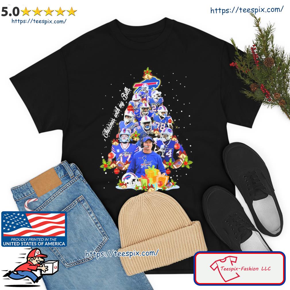 Buffalo Bills Team Christmas With My Bills Signatures Tree 2022 Shirt