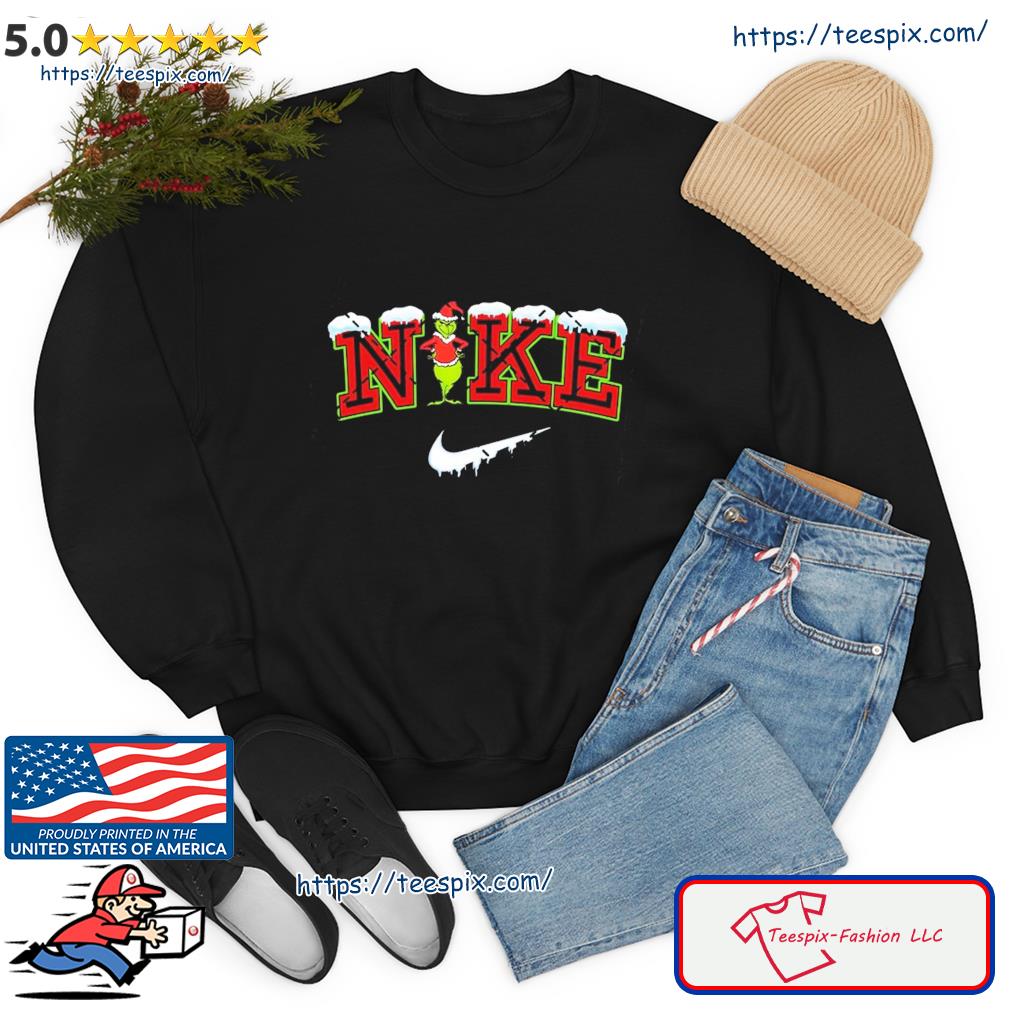 Grinch Christmas Nike Embroidery shirt, hoodie, sweater, long sleeve and  tank top