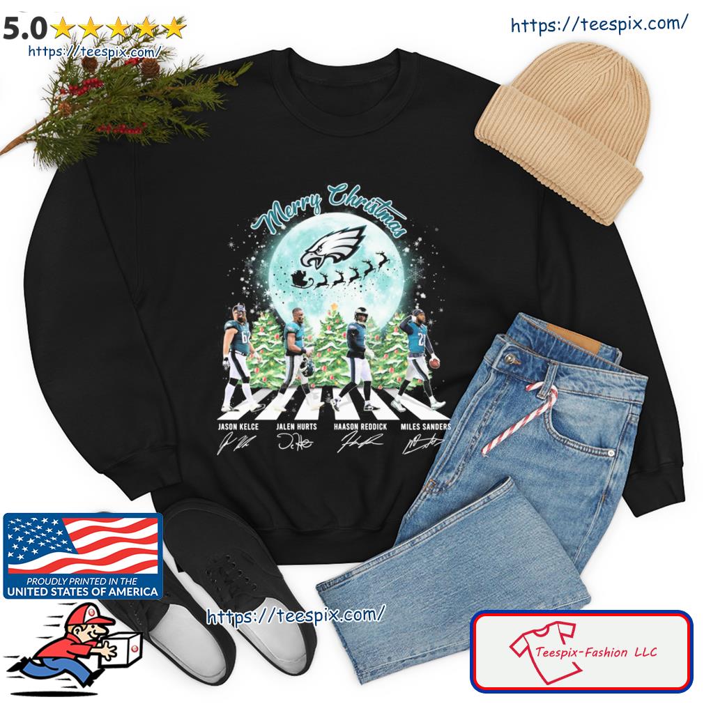 Philadelphia Eagles Jason Kelce Jalen Hurts and Haason Reddick signatures  Christmas shirt, hoodie, sweater, long sleeve and tank top