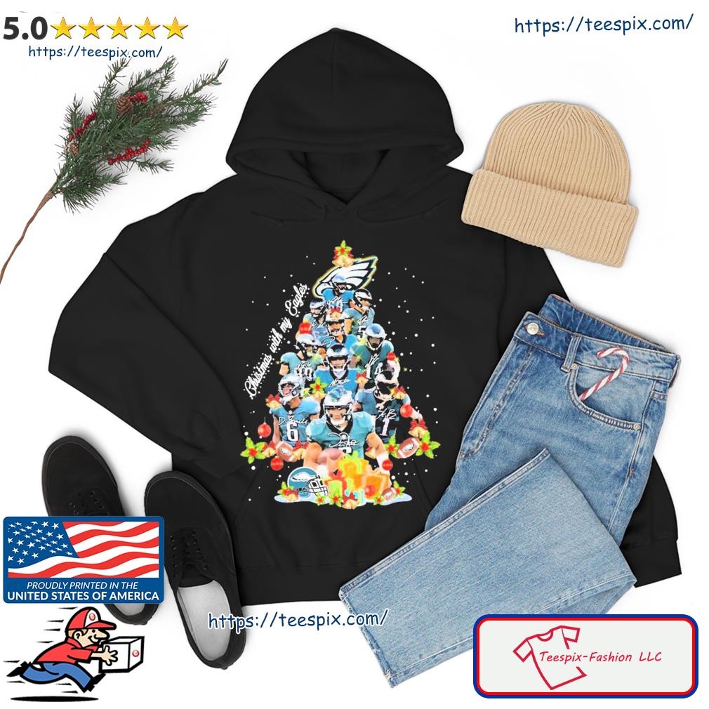 Christmas With My Philadelphia Eagles Tree Signatures shirt, hoodie,  sweater, long sleeve and tank top