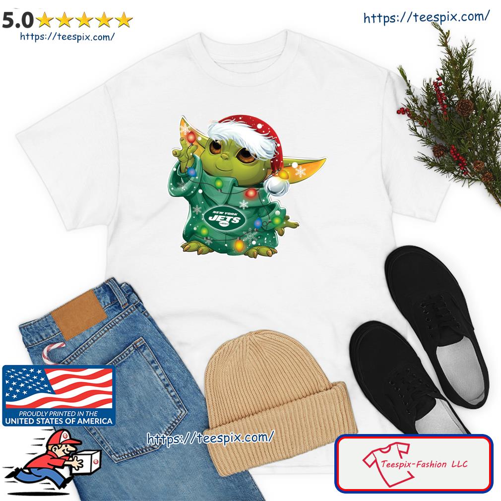 Santa Baby Yoda New York Jets Light Christmas Shirt - Limotees