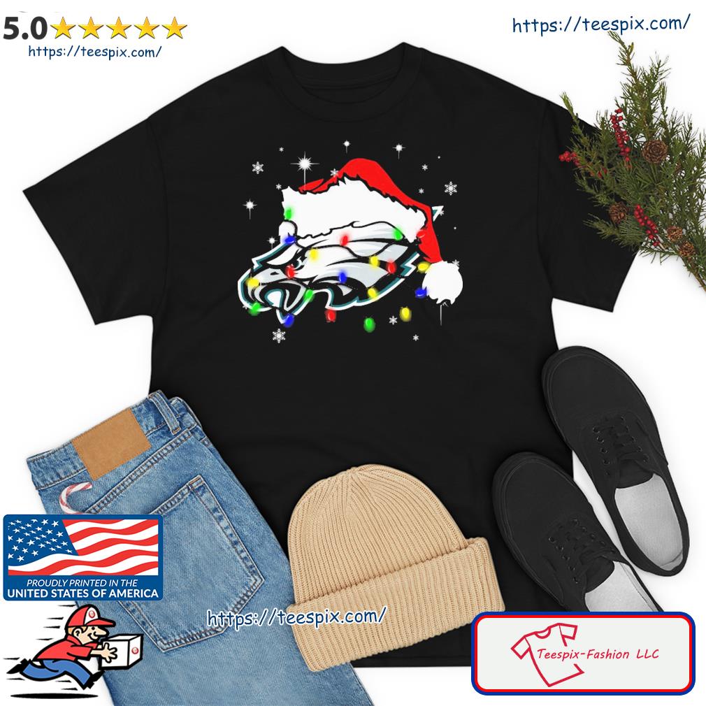 Philadelphia Eagles Logo Santa Hat Light Christmas Sweater, hoodie, sweater,  long sleeve and tank top