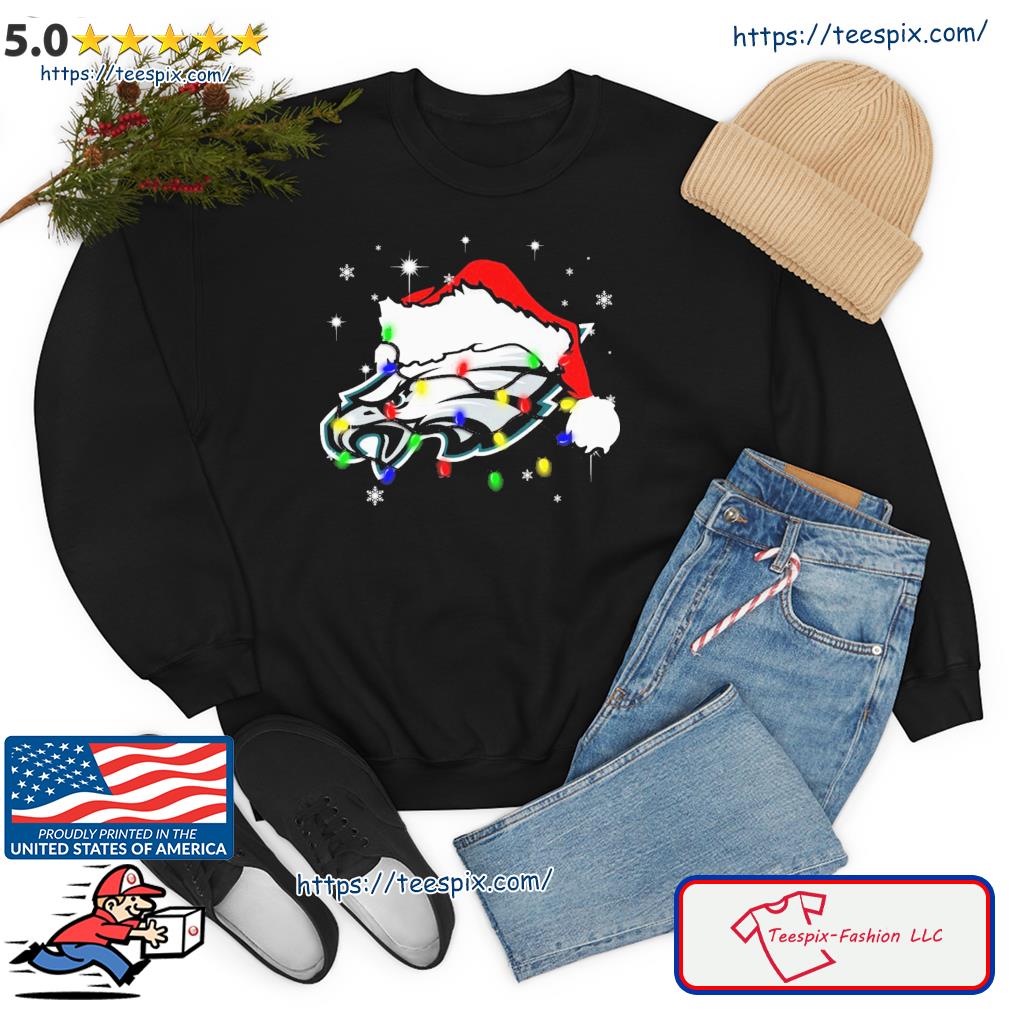 Santa Hat Philadelphia Eagles Logo Christmas Light Shirt, hoodie