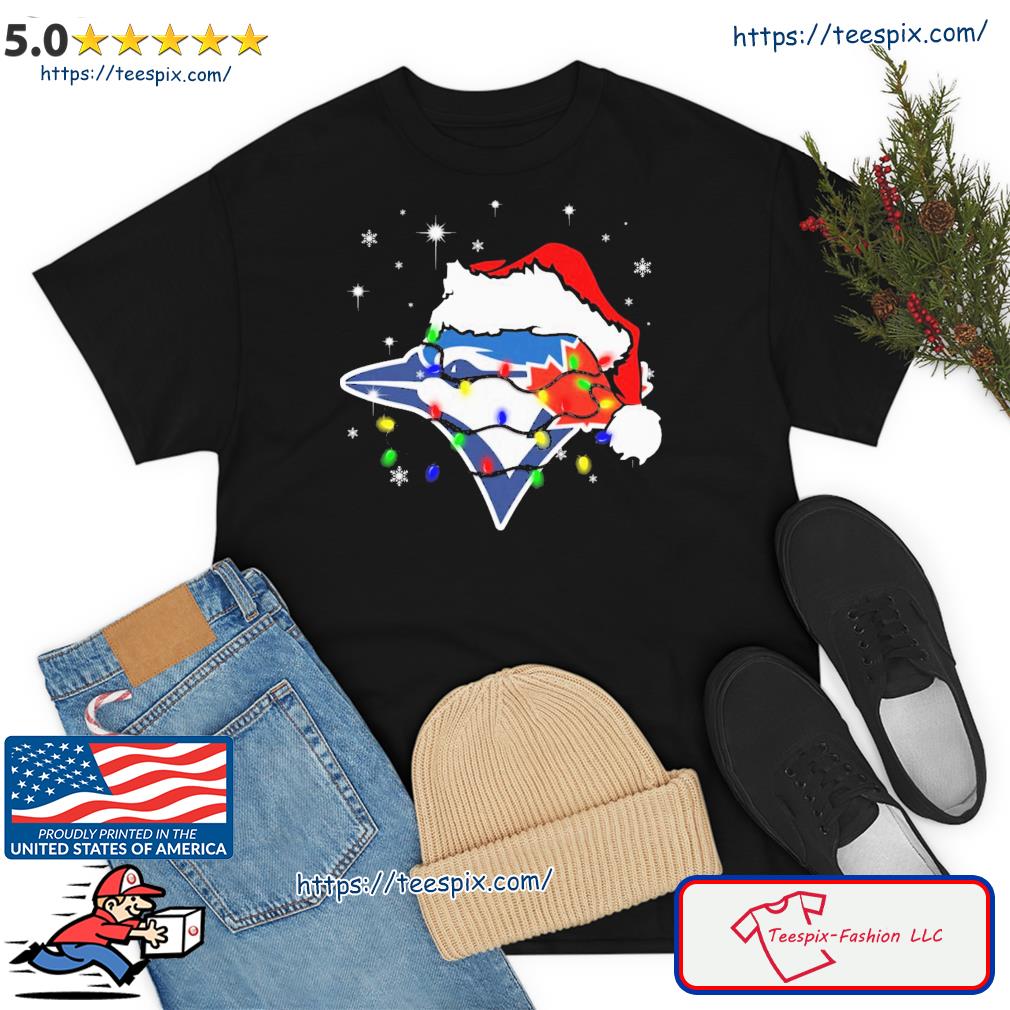 Santa Hat Toronto Blue Jays Logo Christmas Light Shirt - Freedomdesign