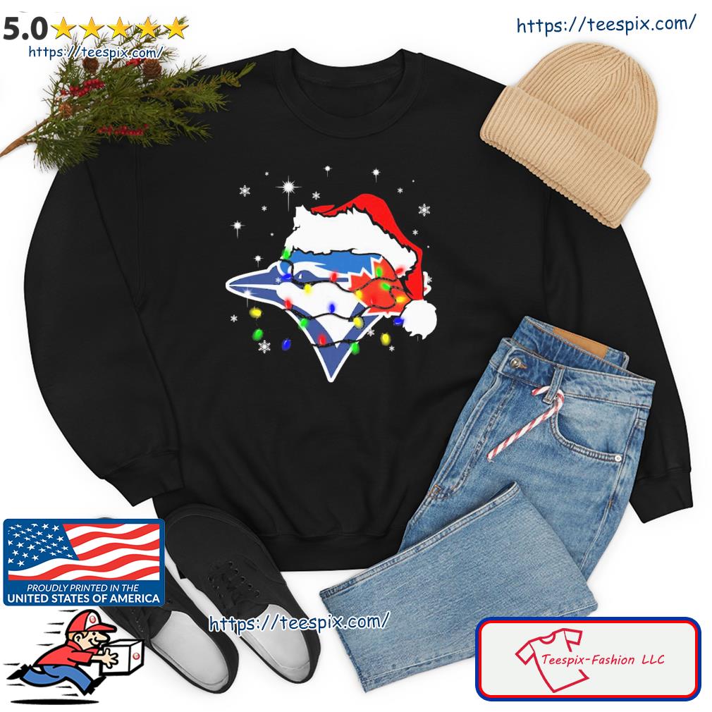 Santa Hat Toronto Blue Jays Logo Christmas Light Shirt - Banantees