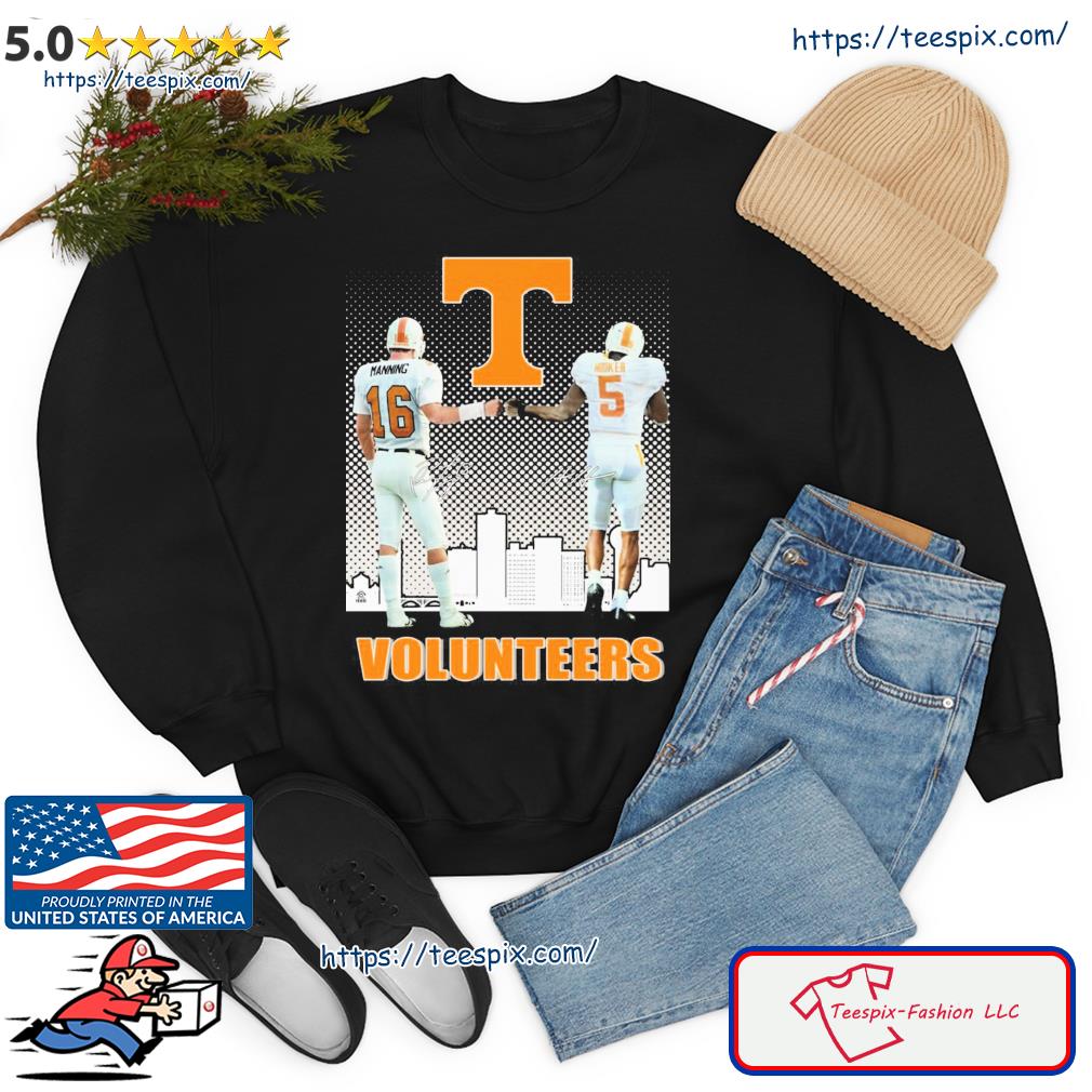 Tennessee Volunteers Peyton Manning And Hendon Hooker Knoxville Skyline  Signatures Shirt - Peanutstee