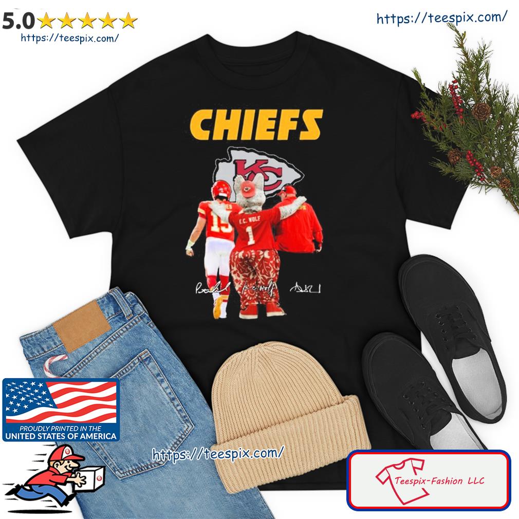 The Chiefs Kc Wolf Patrick Mahomes II And Andy Reid Signatures Shirt -  Limotees