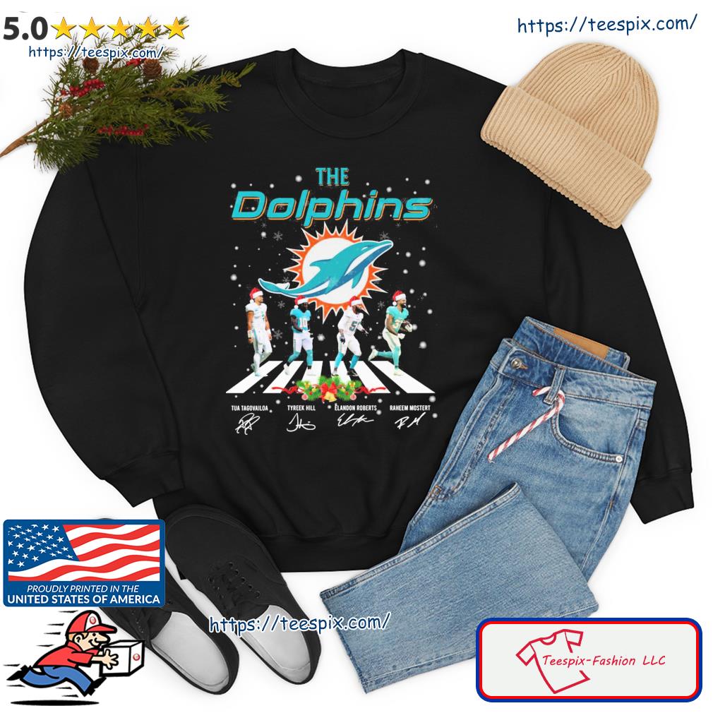 Merry Christmas Miami Dolphins Abbey Road Tua Tagovailoa Raheem Mostert  Elandon Roberts And Tyreek Hill Signatures Shirt - Teespix - Store Fashion  LLC