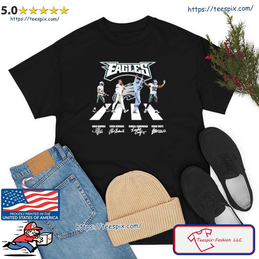 The Eagles Brian Dawkins Chuck Bednarik Randall Cunningham And Reggie White  Abbey Road Signatures Shirt, hoodie, sweater, long sleeve and tank top